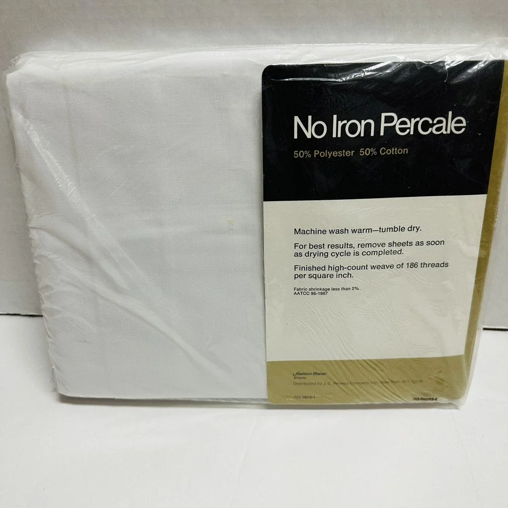 Vtg Fashion Manor No Iron Percale Queen Flat Sheet King Pillowcases NEW NOS